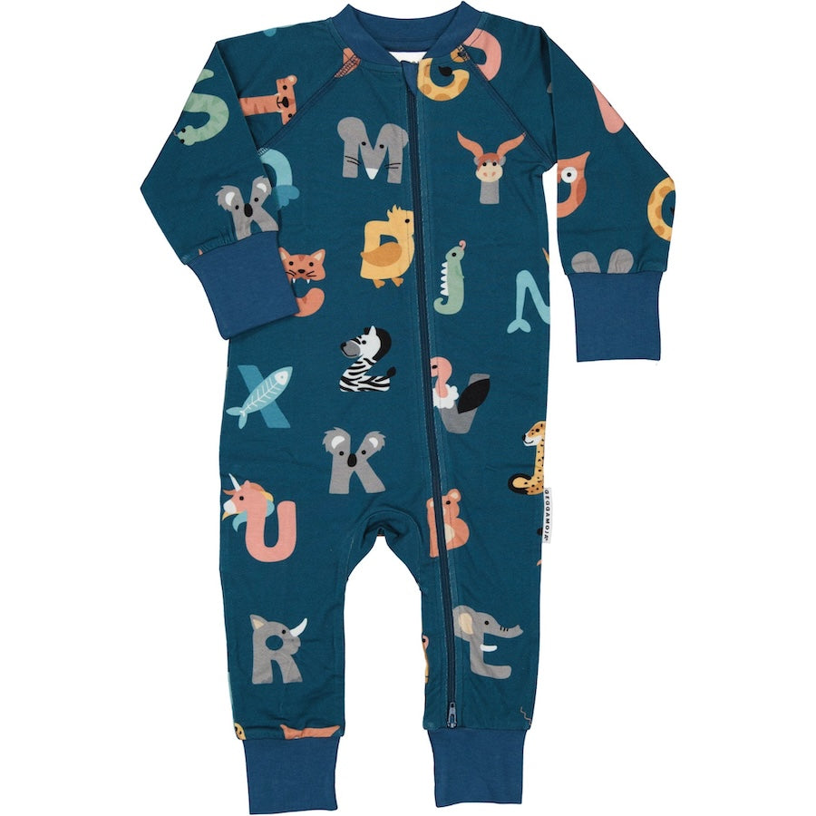 Bambus Schlafstrampler ANIMAL LETTERS