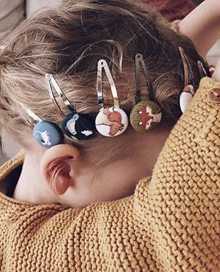 Haarspangen mit Stoffbutton, 2er Set