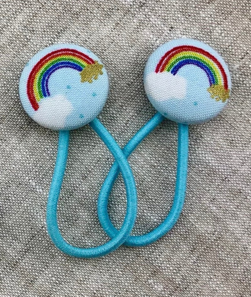 Haargummis mit Stoffbutton, 2er Set