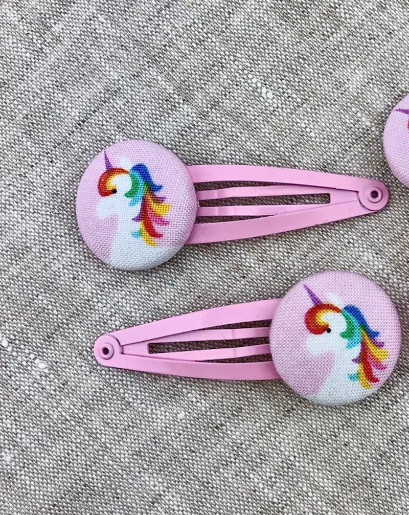 Haarspangen mit Stoffbutton, 2er Set