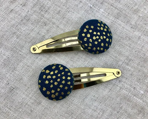 Haarspangen mit Stoffbutton, 2er Set