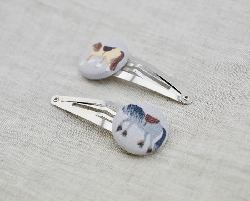Haarspangen mit Stoffbutton, 2er Set