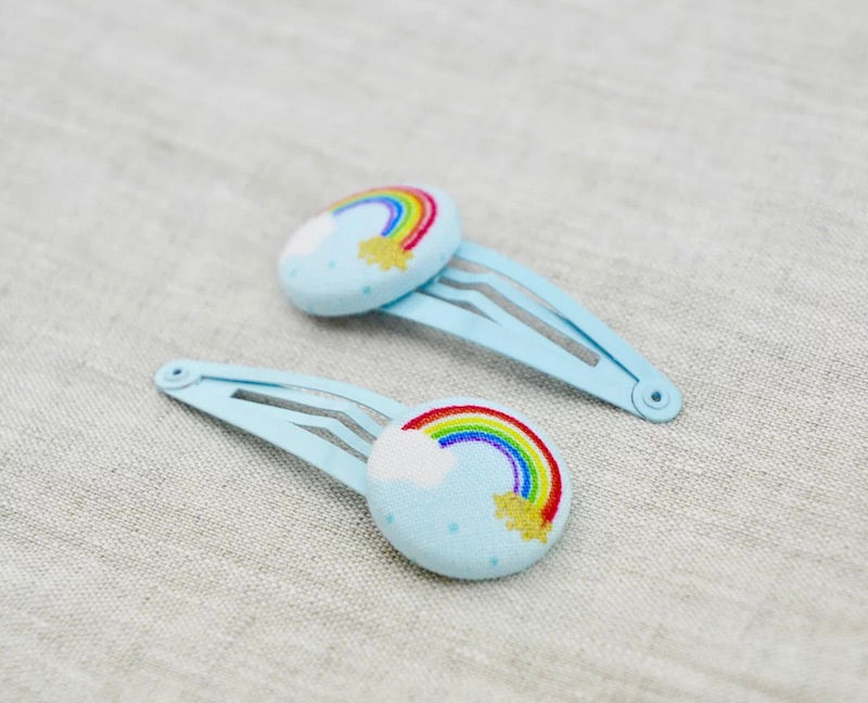 Haarspangen mit Stoffbutton, 2er Set