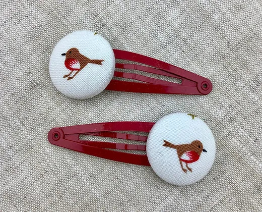 Haarspangen mit Stoffbutton, 2er Set