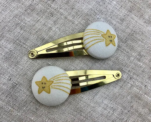 Haarspangen mit Stoffbutton, 2er Set