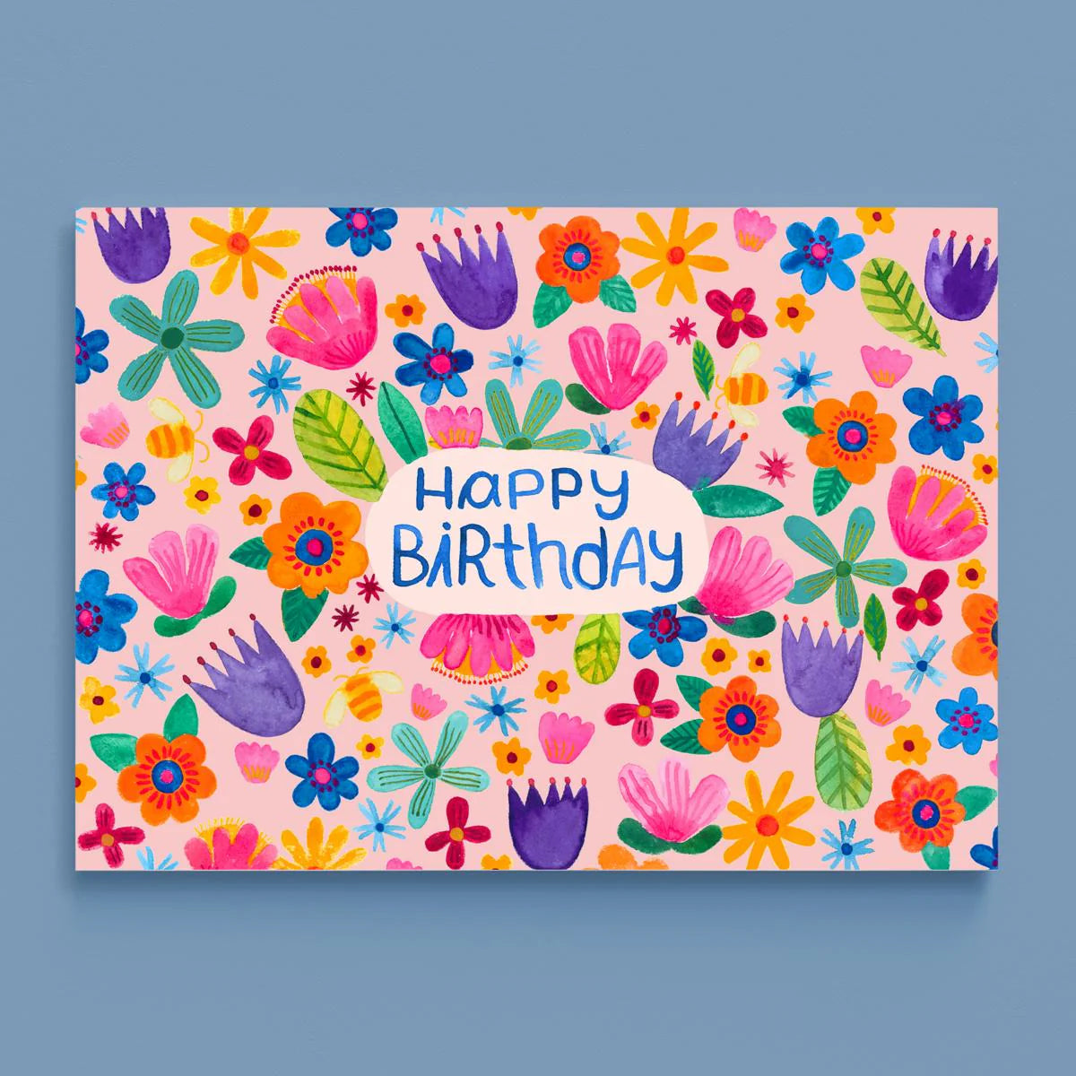 Postkarte HAPPY BIRTHDAY mit Blumen