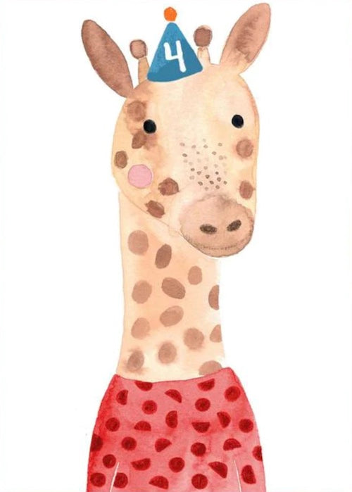 Frau Ottilie Postkarte 4. GEBURTSTAG MIT GIRAFFE