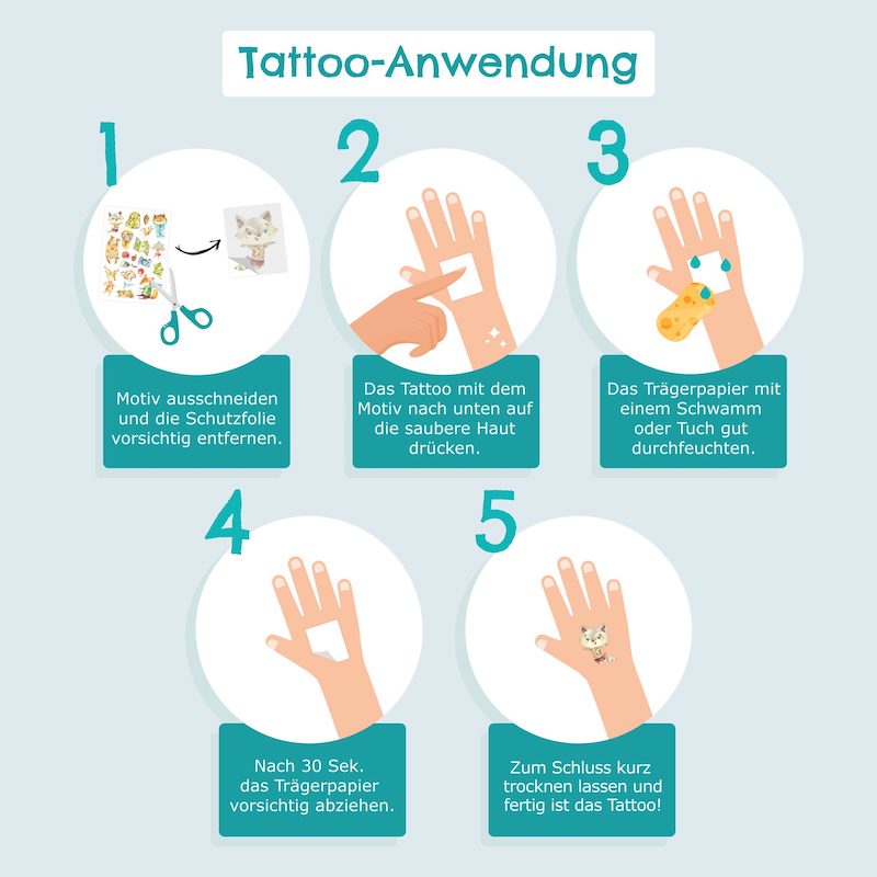 Kinder-Tattoos metallic 6er-Bogen