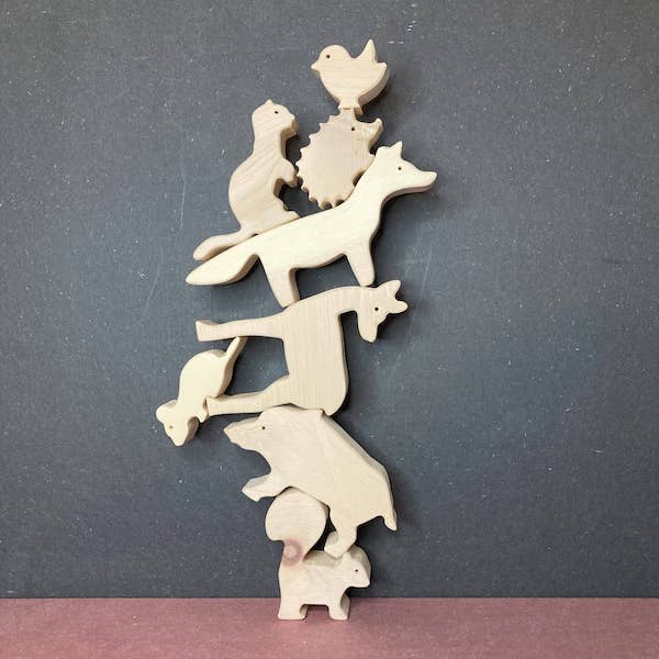 Waldtiere Stapelspiel aus Arvenholz