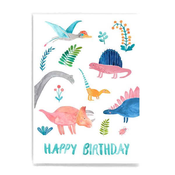 Frau Ottilie Postkarte HAPPY BIRTHDAY DINOS