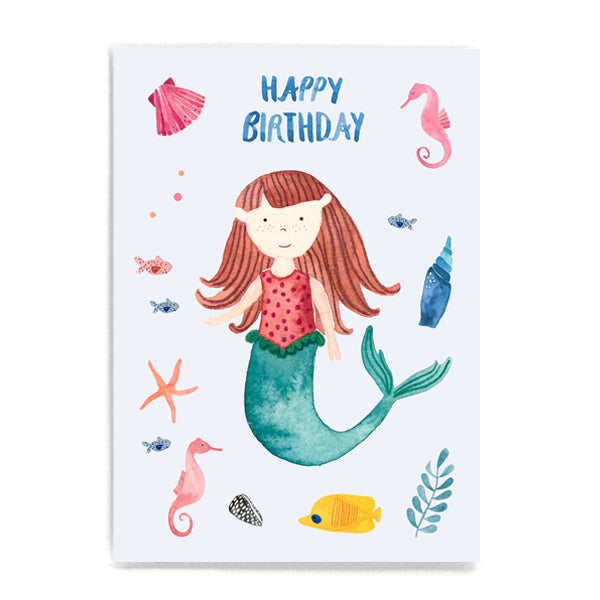 Frau Ottilie Postkarte HAPPY BIRTHDAY MEERESMÄDCHEN