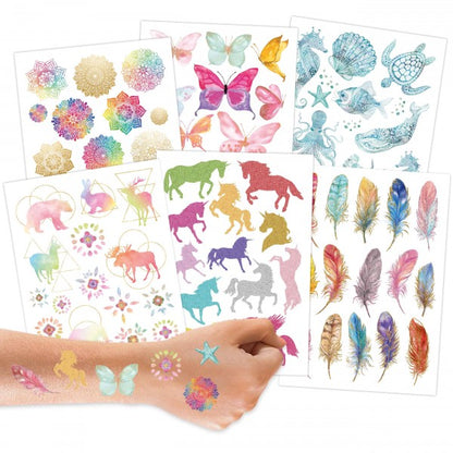Papierdrachen Kinder-Tattoos metallic 6er-Bogen