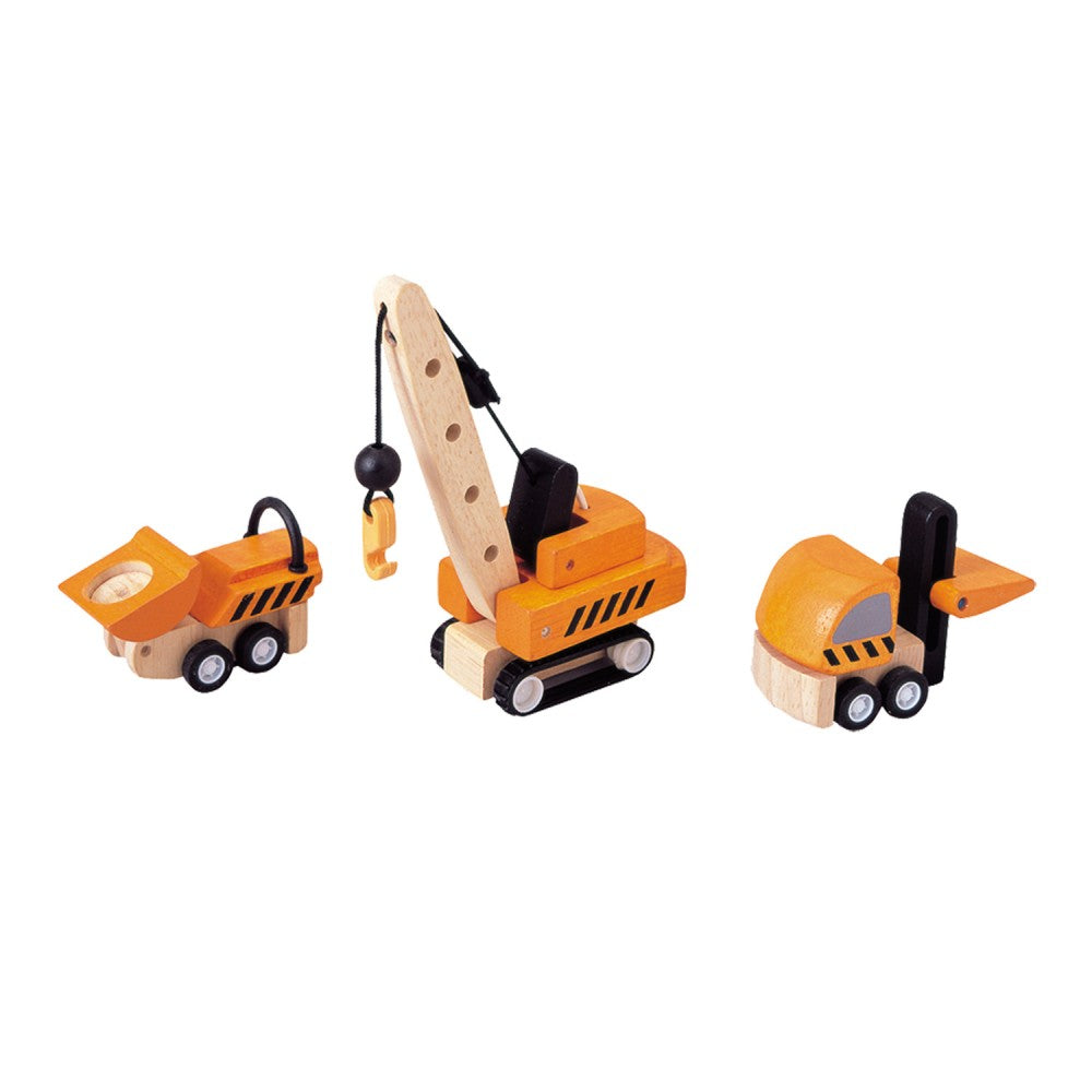 Plan Toys Holz Baufahrzeuge Set ORANGE