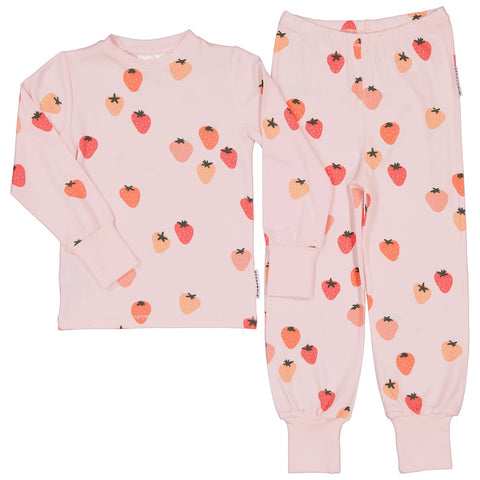 Bambus Pyjama zweiteilig langarm STRAWBERRY