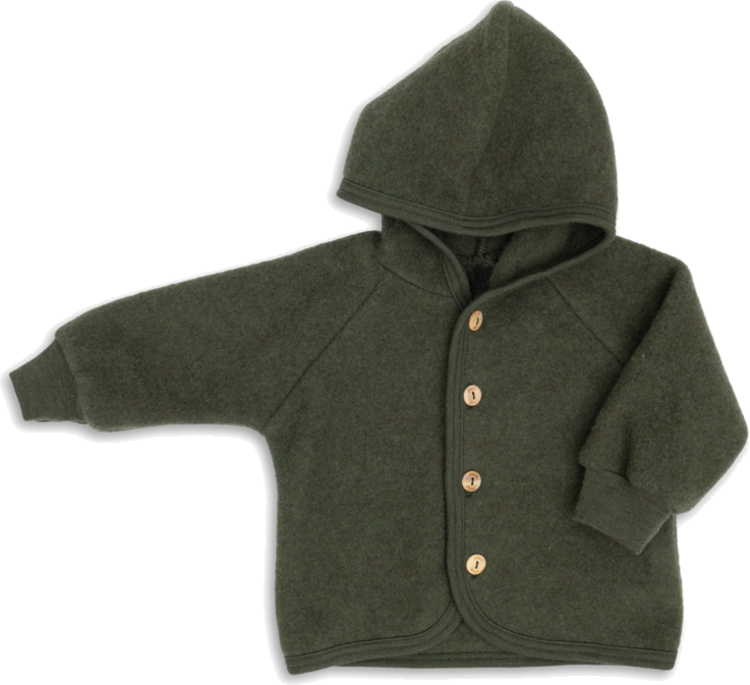 Wollfleece Kapuzenjacke mit Knöpfen
