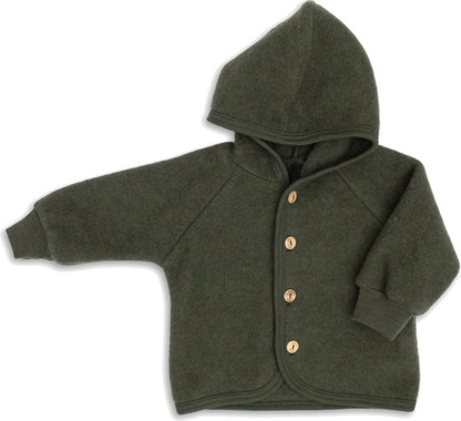 Wollfleece Kapuzenjacke mit Knöpfen