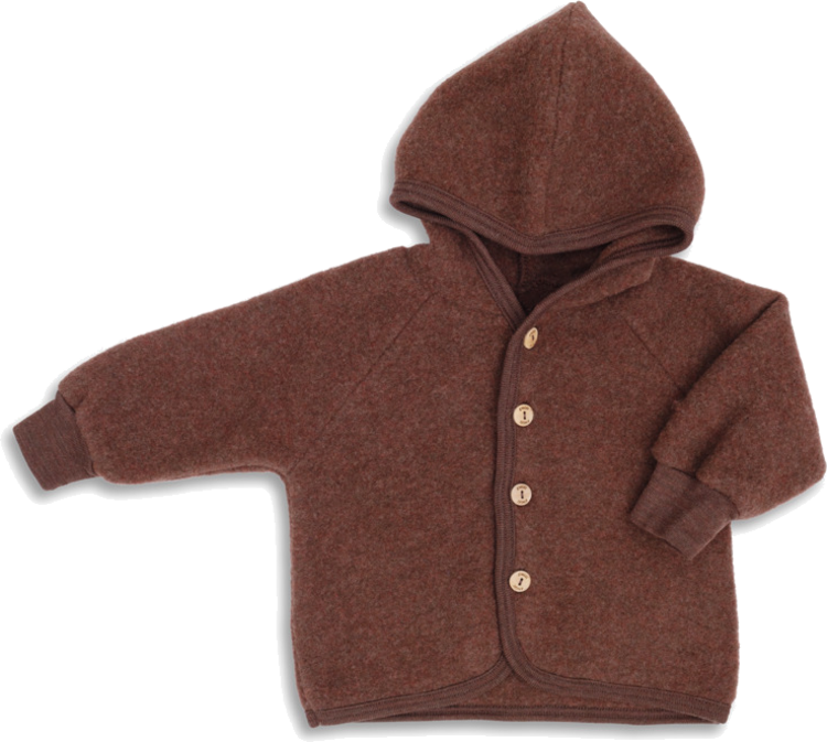 Wollfleece Kapuzenjacke mit Knöpfen