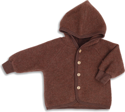 Wollfleece Kapuzenjacke mit Knöpfen