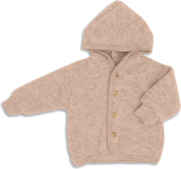 Wollfleece Kapuzenjacke mit Knöpfen