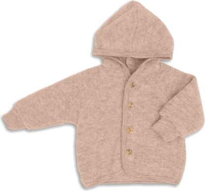 Wollfleece Kapuzenjacke mit Knöpfen