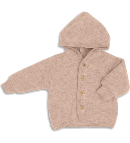 Wollfleece Kapuzenjacke mit Knöpfen