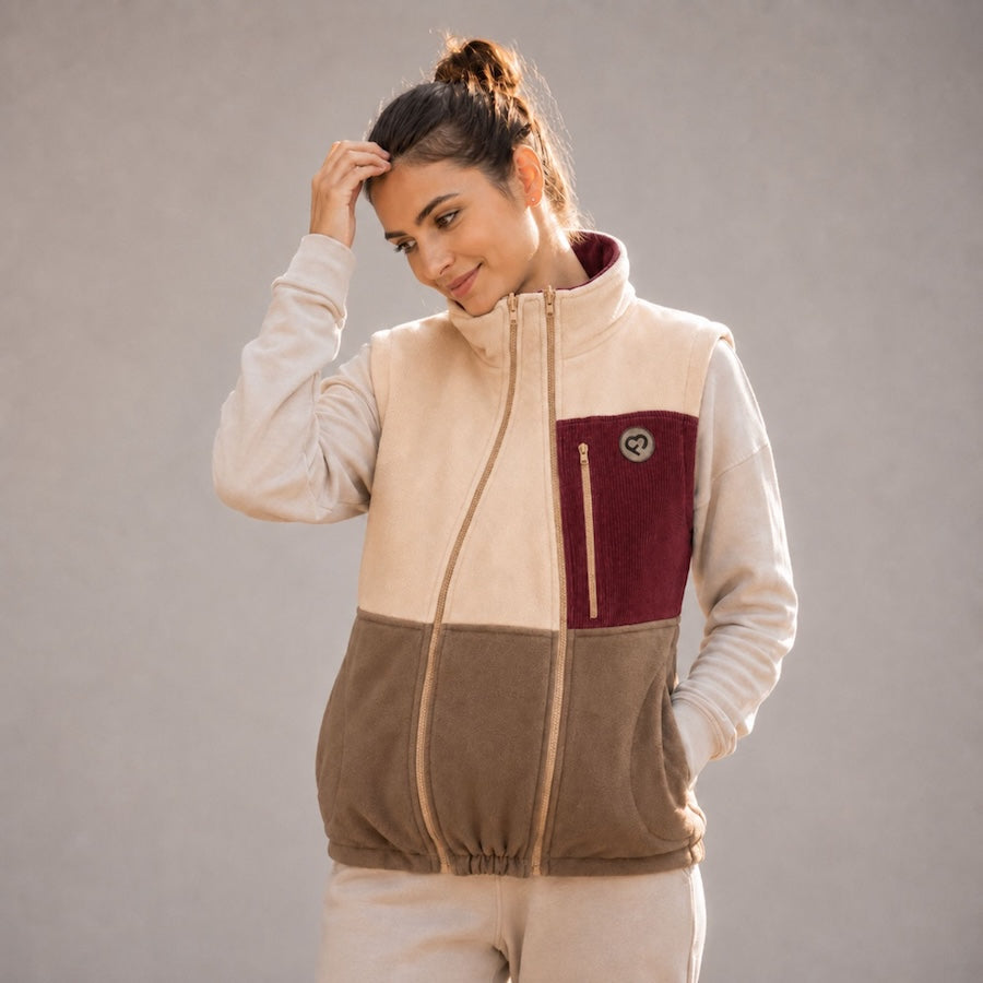 Wendbare Umstands- & Trageweste aus Cord & Fleece