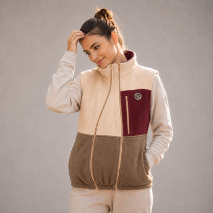 Wendbare Umstands- & Trageweste aus Cord & Fleece