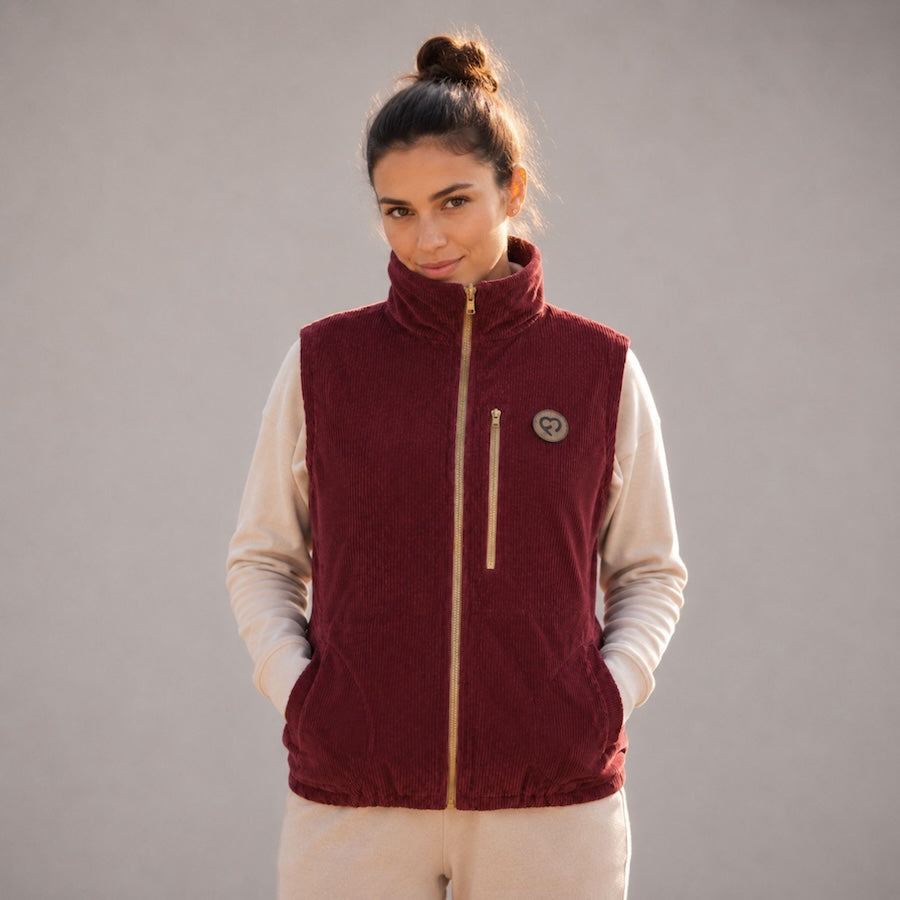 Wendbare Umstands- & Trageweste aus Cord & Fleece