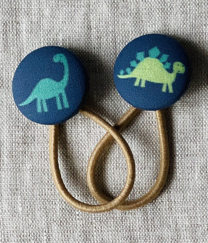 Haargummis mit Stoffbutton, 2er Set