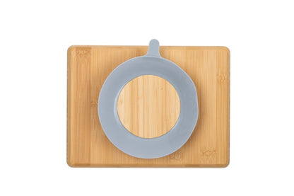 Bambus-Teller mit Saugnapf und Löffel