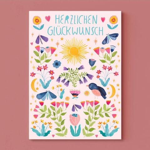 Postkarte HERZLICHEN GLÜCKWUNSCH