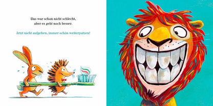 Bilderbuch - Hilf dem Löwen Zähne putzen