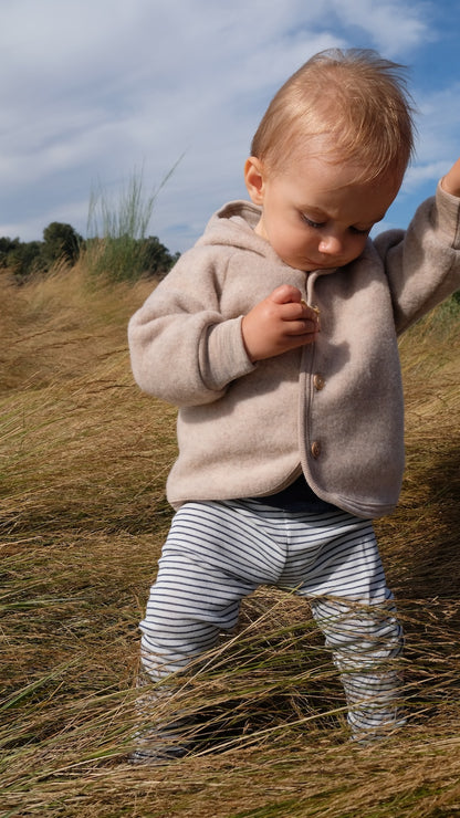 Wollfleece Kapuzenjacke mit Knöpfen