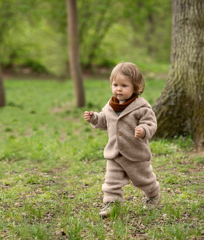 Wollfleece Kapuzenjacke mit Knöpfen